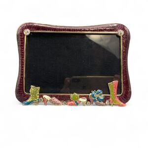 Nicole Miller Picture Frame Purple Gold Enameled Jeweled Shoes Boots 6X4